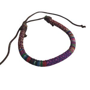 Colorful Woven Adjustable Bracelet Handmade Textile Cord Brown Tie Closure Unise